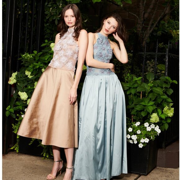 PLEATED SOFT TAFFETA BALLGOWN SKIRT LIGHT BLUE - Picture 4 of 7